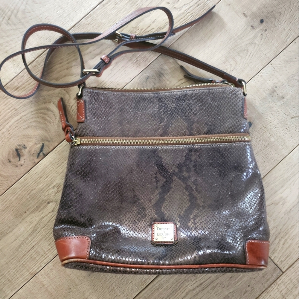 Dooney & Bourke Brown Leather Crossbody Bag with Adjustable Strap